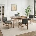 thumbnail image 1 of GDF Studio Finn Modern 5-Piece Dining Set, 59" Rectangle Table with Upholstered Chairs, Solid Wood Frame, Dark Gray+Walnut, 1 of 11