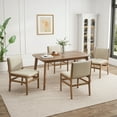 thumbnail image 1 of GDF Studio Finn Modern 5-Piece Dining Set, 59" Rectangle Table with Upholstered Chairs, Solid Wood Frame, Wheat+Walnut, 1 of 11