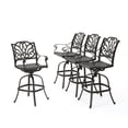 thumbnail image 1 of GDF Studio Fonzo Outdoor Cast Aluminum 29.5 Inch Swivel Barstools, Set of 4, Bronze, 1 of 9