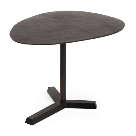 GDF Studio Forgey Industrial Handcrafted Aluminum Elliptical Side Table, Raw Bronze