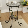 thumbnail image 1 of GDF Studio French Country Outdoor Side Table with Mosaic Ceramic Top and Metal Base, Brown, 1 of 10
