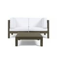 thumbnail image 1 of GDF Studio GDF Studio Keith Outdoor Acacia Wood Sectional Loveseat with Coffee Table, Gray and White, 1 of 8