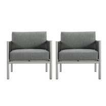GDF Studio Gables Outdoor Patio Club Chairs with Cushions, Set of 2