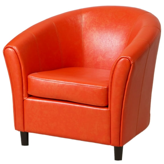 GDF Studio Gabriel Contemporary Bonded Leather Tub Club Chair, Orange and Dark Brown