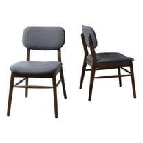 GDF Studio Gemma Mid Century Modern Fabric Upholstered Dining Chairs, Set of 2, Charcoal and Walnut