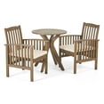 thumbnail image 1 of GDF Studio Genois Outdoor Acacia Wood 3 Piece Bistro Set with Cushion, Gray and Cream, 1 of 10