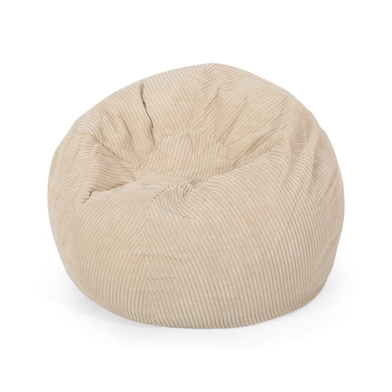 GDF Studio Germaine Modern Corduroy 3 Foot Beanbag, Ivory