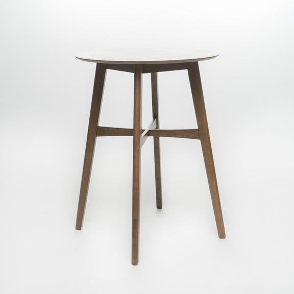 GDF Studio Gideon Mid Century Modern Wood Circular Bar Table, Walnut