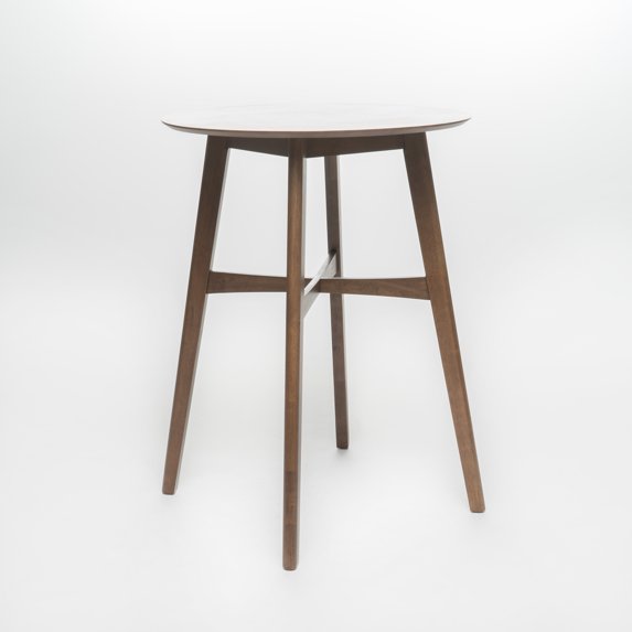 GDF Studio Gideon Mid Century Modern Wood Circular Bar Table, Walnut
