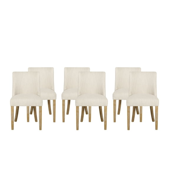 GDF Studio Gladwin Contemporary Fabric Dining Chairs, Set of 6, Beige and Natural