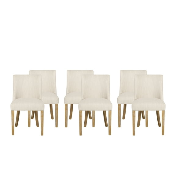 GDF Studio Gladwin Contemporary Fabric Dining Chairs, Set of 6, Beige and Natural