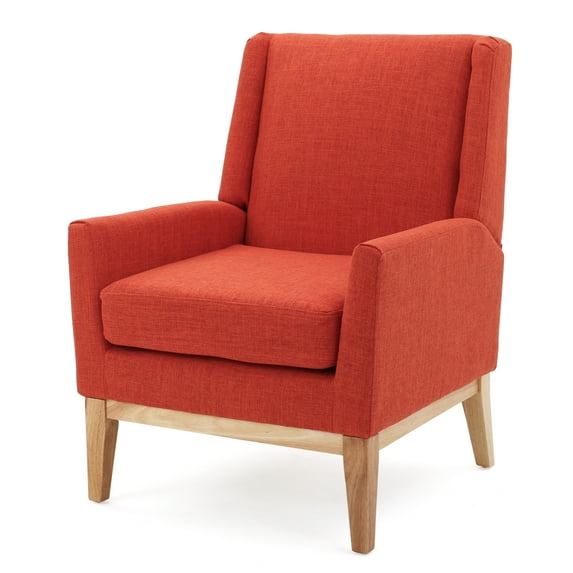 GDF Studio Glasgow Mid Century Modern Fabric Upholstered Club Chair, Muted Orange and Natural