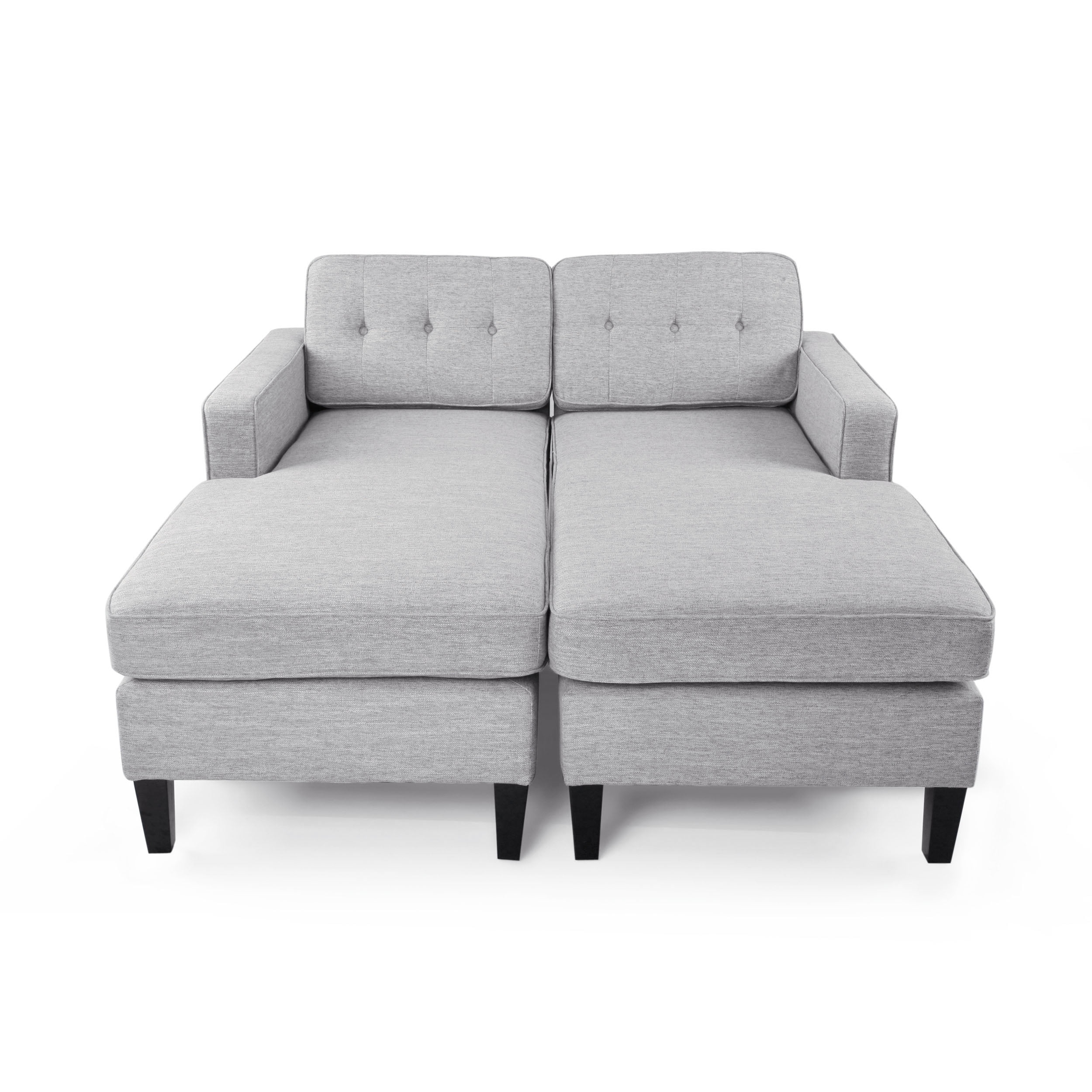 GDF Studio Grace Contemporary Fabric Tufted Double Chaise Lounge, Light