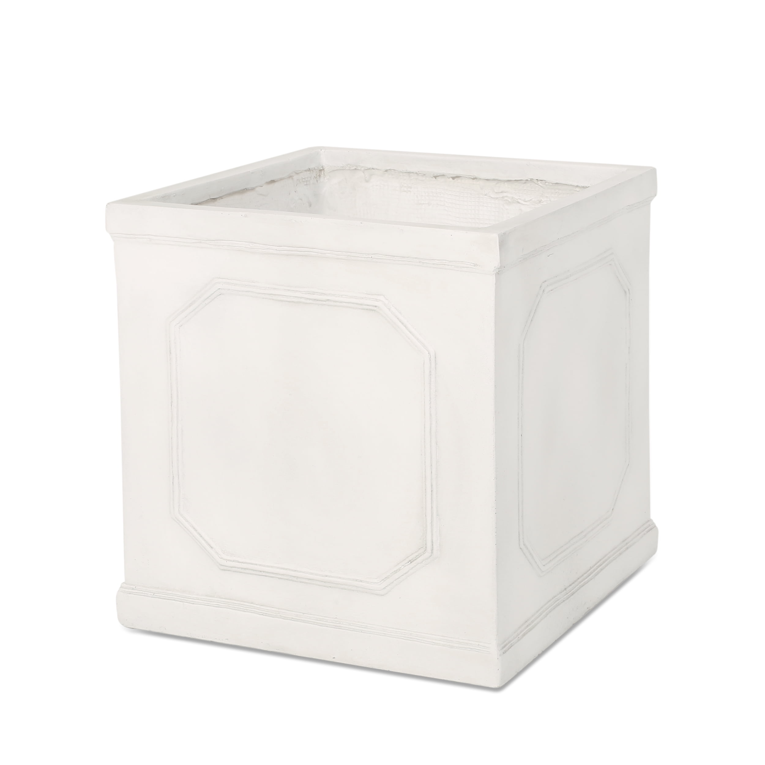 GDF Studio Greg Outdoor Cast Stone Planter, Antique White Large