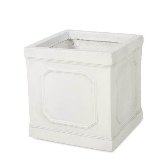 GDF Studio Greg Outdoor Cast Stone Planter, Antique White Small