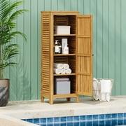 GDF Studio Grella Outdoor Storage Cabinet, Acacia Wood, Teak finish