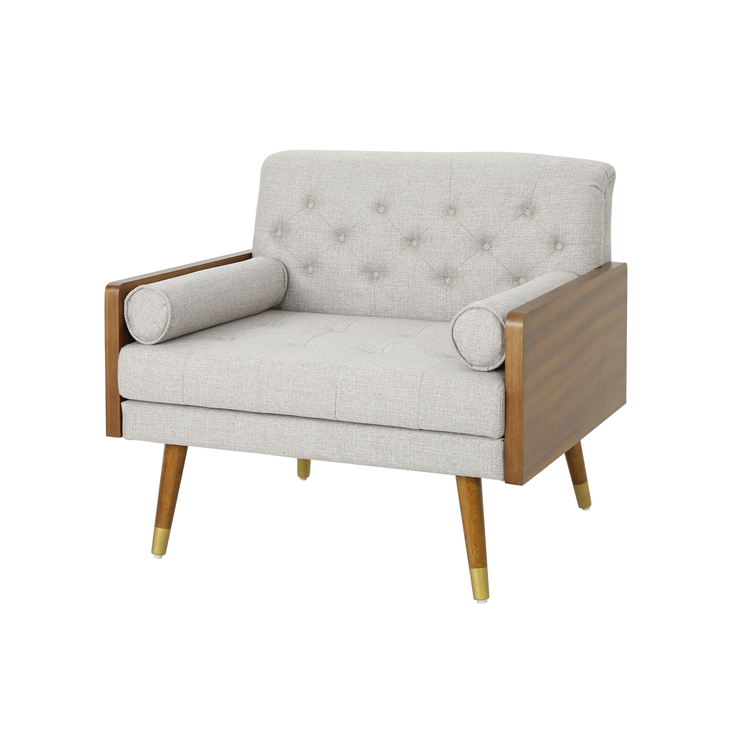 Greta Mid-Century Modern Beige Fabric Club Chair