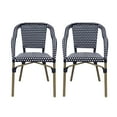 thumbnail image 1 of GDF Studio Grouse Outdoor French Bistro Chairs, Set of 2, Black, White, and Wood Print, 1 of 7