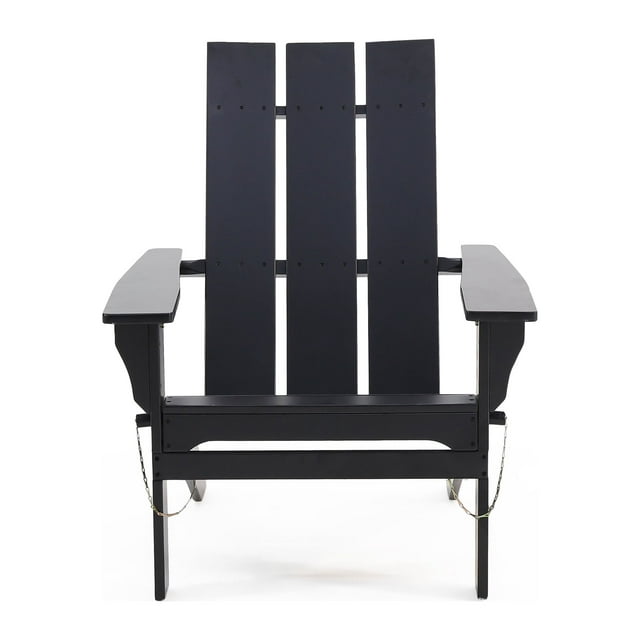 GDF Studio Gurekam Outdoor Acacia Wood Folding Adirondack Chair, Black