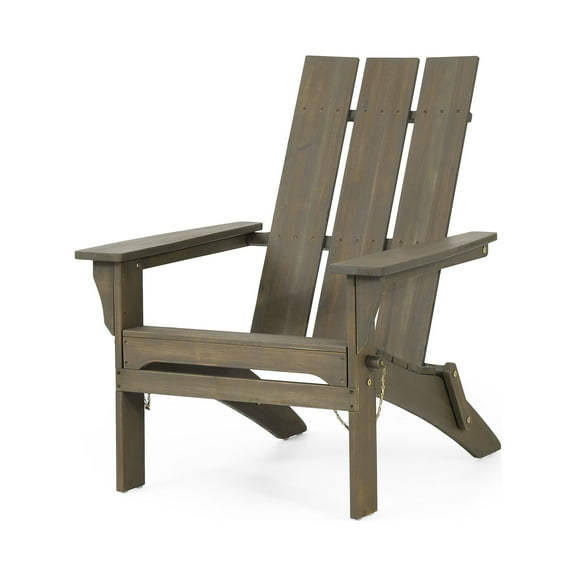 GDF Studio Gurekam Outdoor Acacia Wood Folding Adirondack Chair, Gray