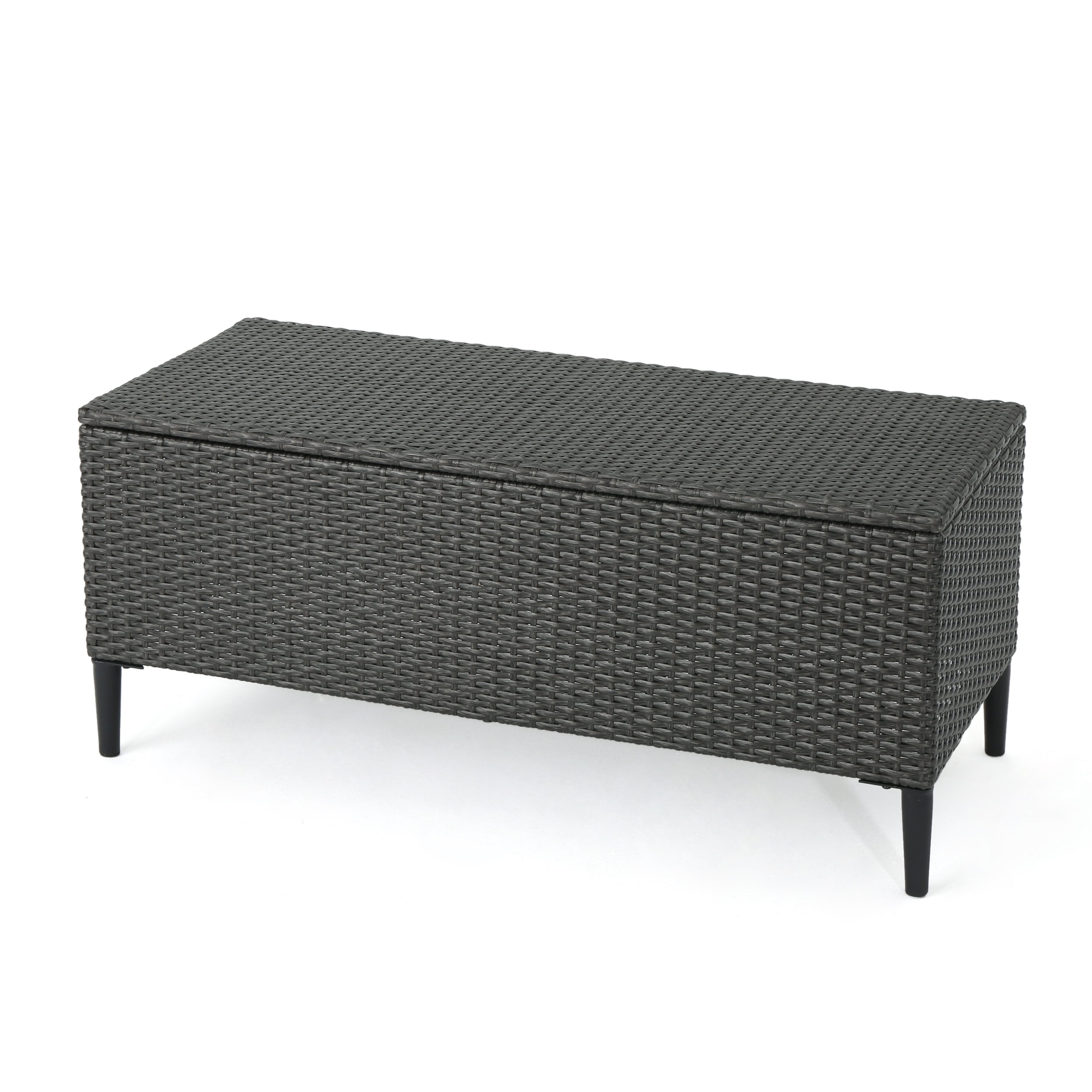 GDF Studio Hallandale Sarasota Outdoor Wicker Storage Unit, Gray and