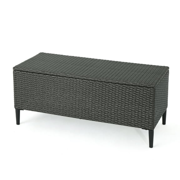 GDF Studio Hallandale Sarasota Outdoor Wicker Storage Unit, Gray and Black