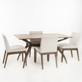 thumbnail image 1 of GDF Studio Hampton Mid Century Modern Fabric Upholstered 5 Piece Dining Set, Light Beige and Walnut, 1 of 6