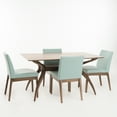 thumbnail image 1 of GDF Studio Hampton Mid Century Modern Fabric Upholstered 5 Piece Dining Set, Mint and Walnut, 1 of 6