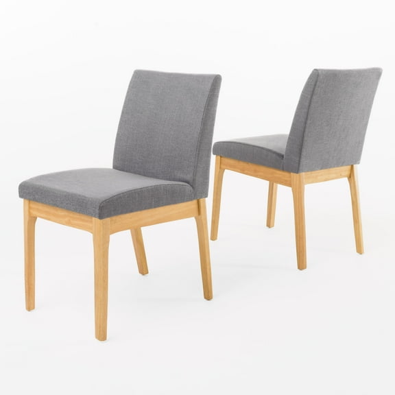 GDF Studio Hampton Mid Century Modern Upholstered Dining Chairs, Set of 2, Dark Gray Fabric and Oak