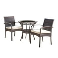 thumbnail image 1 of GDF Studio Havelok Outdoor Wicker and Tempered Glass 3 Piece Bistro Set with Cushion, Multibrown and Cream, 1 of 9