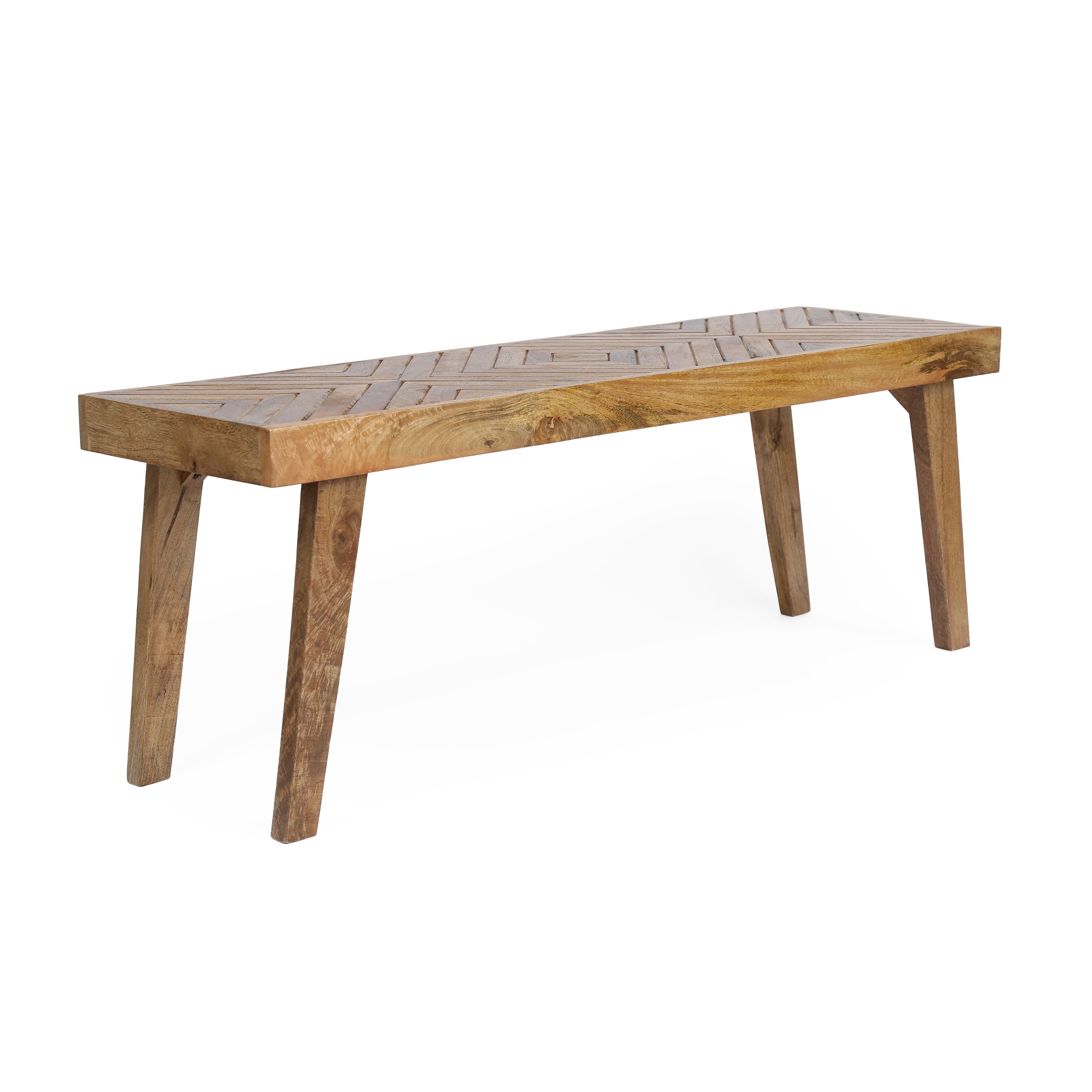 GDF Studio Hawley Boho Handmade Mango Wood Bench, Natural