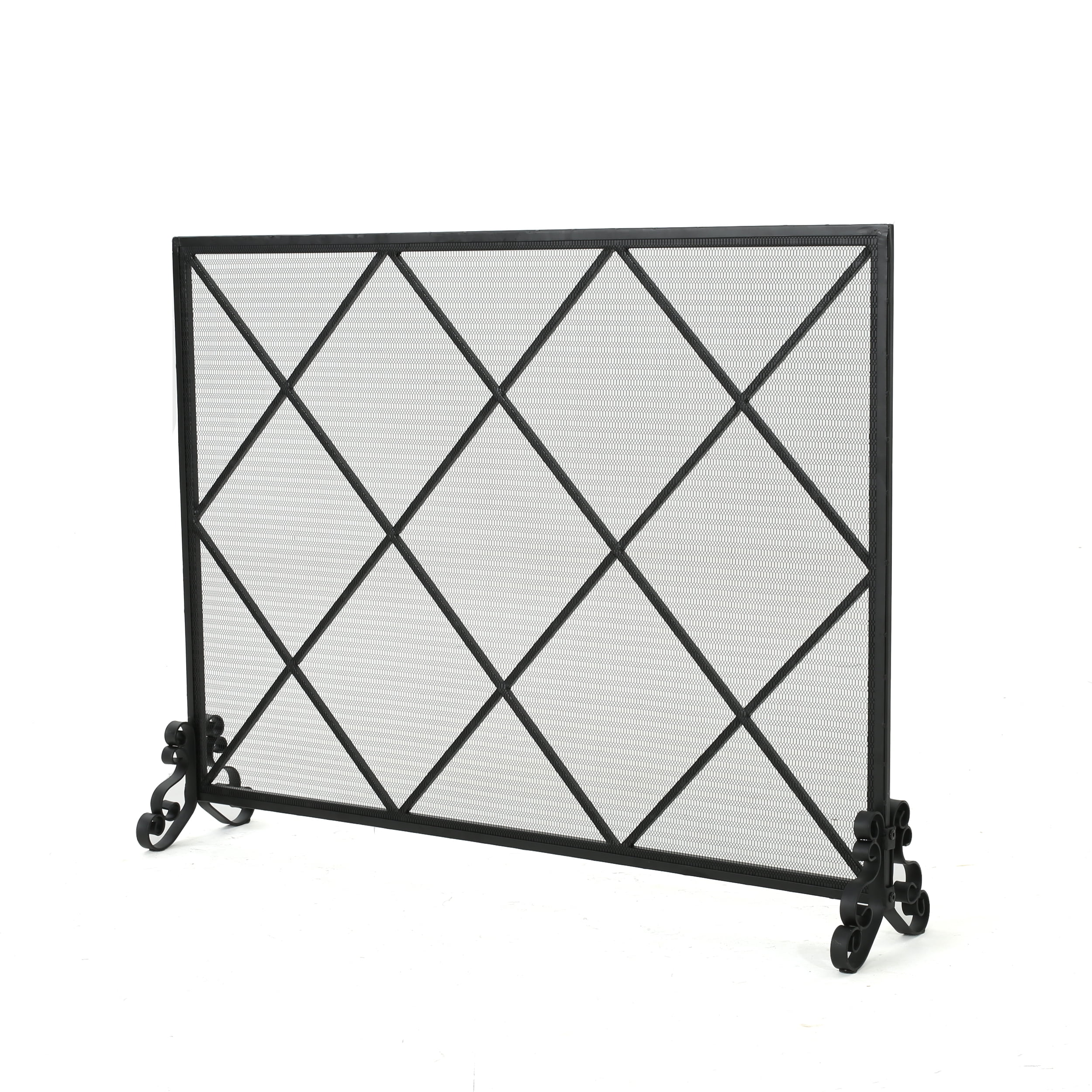 GDF Studio Hayden Single Panel Iron Fire Screen, Black