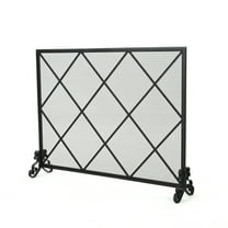 GDF Studio Hayden Single Panel Iron Fire Screen, Black