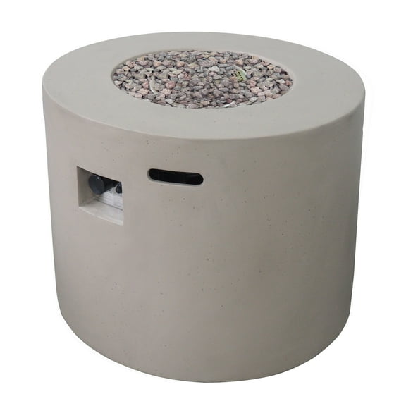GDF Studio Hearth Outdoor 40,000 BTU Lightweight Concrete Circular Fire Pit, Light Gray