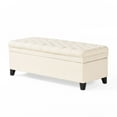thumbnail image 1 of GDF Studio Heathbrooke Contemporary Tufted Storage Ottoman, Beige and Dark Brown, 1 of 6