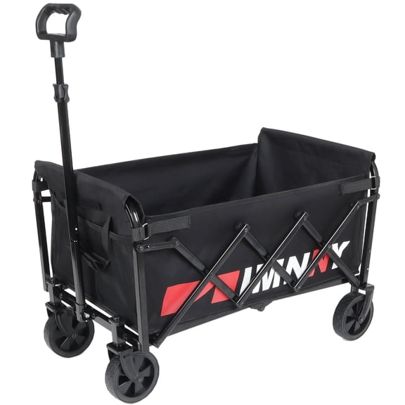 GDF Studio Heavy-Duty Compact Folding Wagon, 360lbs Capacity Lightweight Utility Cart with Swivel Wheels, Black