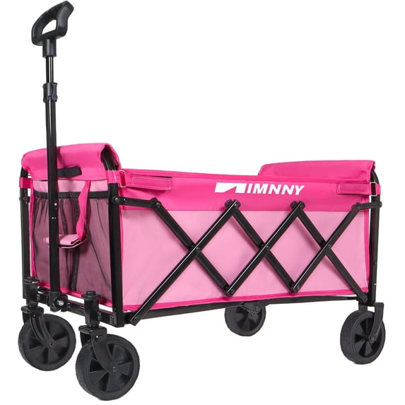 GDF Studio Heavy-Duty Compact Folding Wagon, 360lbs Capacity Lightweight Utility Cart with Swivel Wheels, Pink