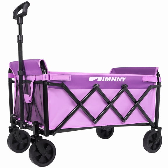 GDF Studio Heavy-Duty Compact Folding Wagon, 360lbs Capacity Lightweight Utility Cart with Swivel Wheels, Purple