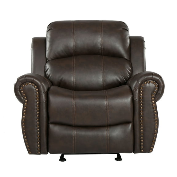 GDF Studio Hetel Contemporary Upholstered Gliding Recliner, Dark Brown Faux Leather