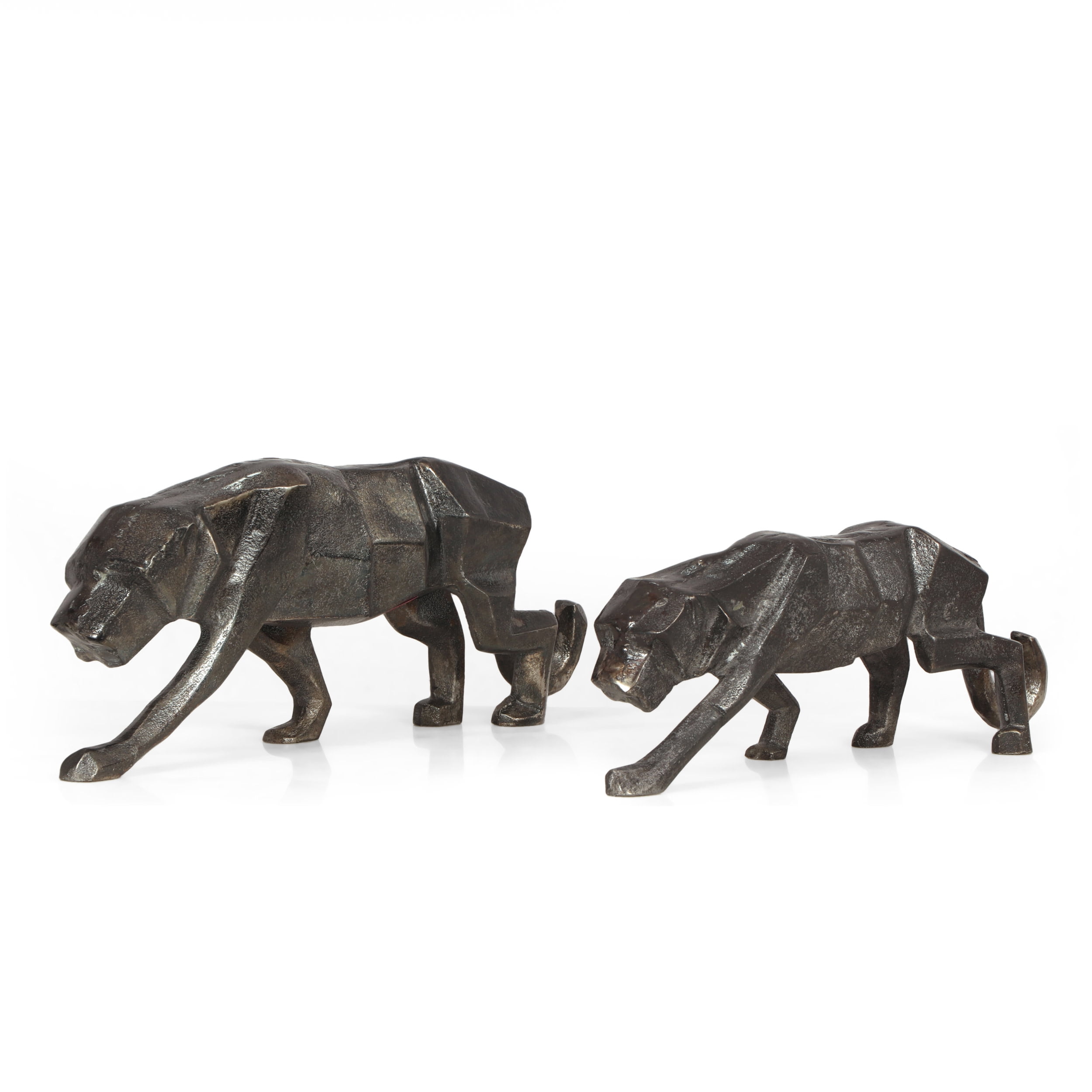 GDF Studio Hilldom Handmade Aluminum Leopard Figurine, Set of 2, Black ...