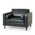 thumbnail image 1 of GDF Studio Hixon Contemporary Faux Leather Tufted Club Chair with Bolster Pillows, Midnight Black and Espresso, 1 of 10