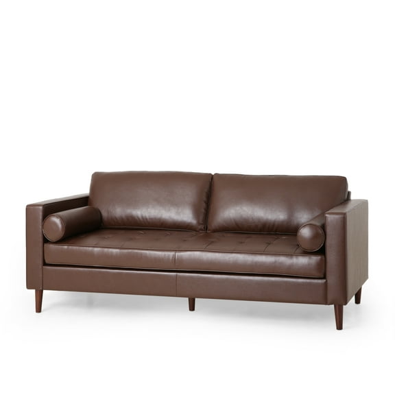 GDF Studio Hixon Contemporary Tufted 3 Seater Sofa, Dark Brown and Espresso