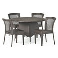thumbnail image 1 of GDF Studio Holmes Outdoor Wicker 5 Piece Dining Set, Multibrown, 1 of 14