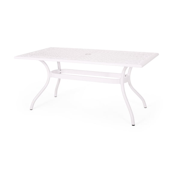 GDF Studio Honolulu Traditional Outdoor Aluminum Rectangular Dining Table, White