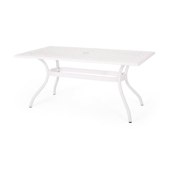 GDF Studio Honolulu Traditional Outdoor Aluminum Rectangular Dining Table, White