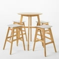 thumbnail image 1 of GDF Studio Hosk Light Beige Fabric/ Natural Oak Finish Circular 5 Piece Bar Height Dining Set, 1 of 9