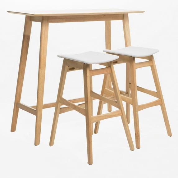 GDF Studio Hosk Light Beige Fabric/ Natural Oak Finish Rectangular 3 Piece Bar Set