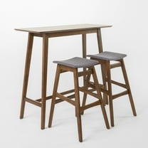 GDF Studio Hosk Light Beige Fabric/ Natural Walnut Finish Rectangular 3 Piece Bar Set