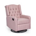 thumbnail image 1 of GDF Studio Houck Contemporary Fabric Tufted Wingback Swivel Recliner, Light Blush and Black, 1 of 12