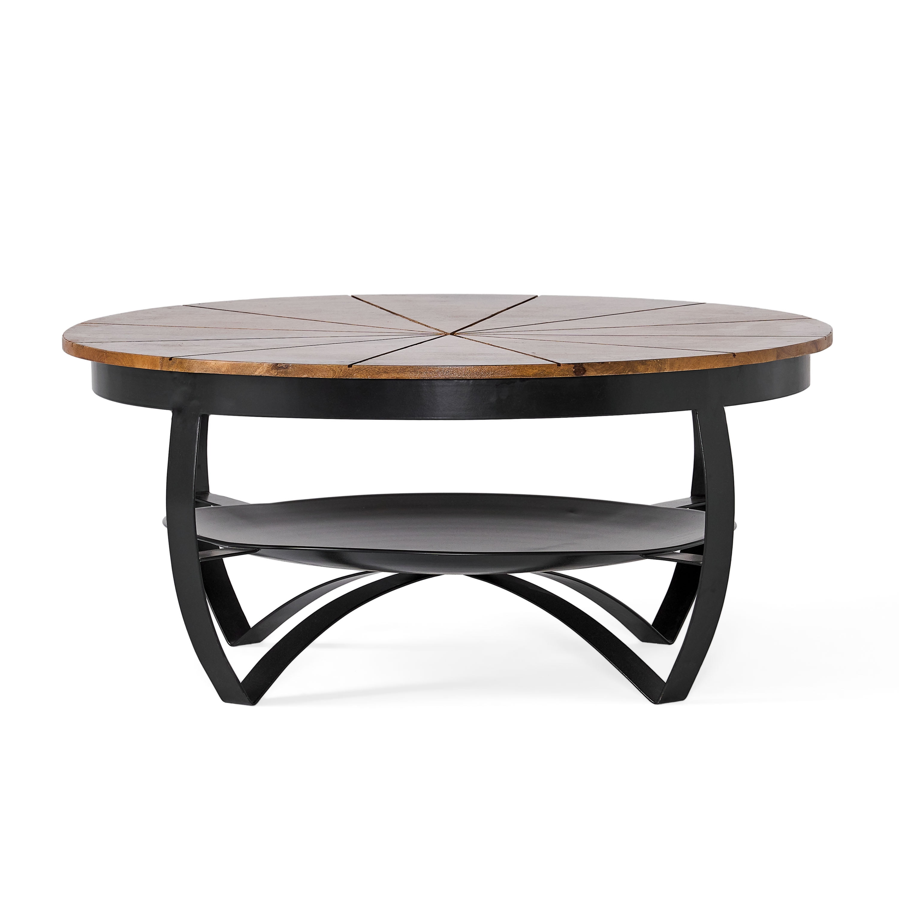 Meroy Round Mango Wood and Iron Coffee Table